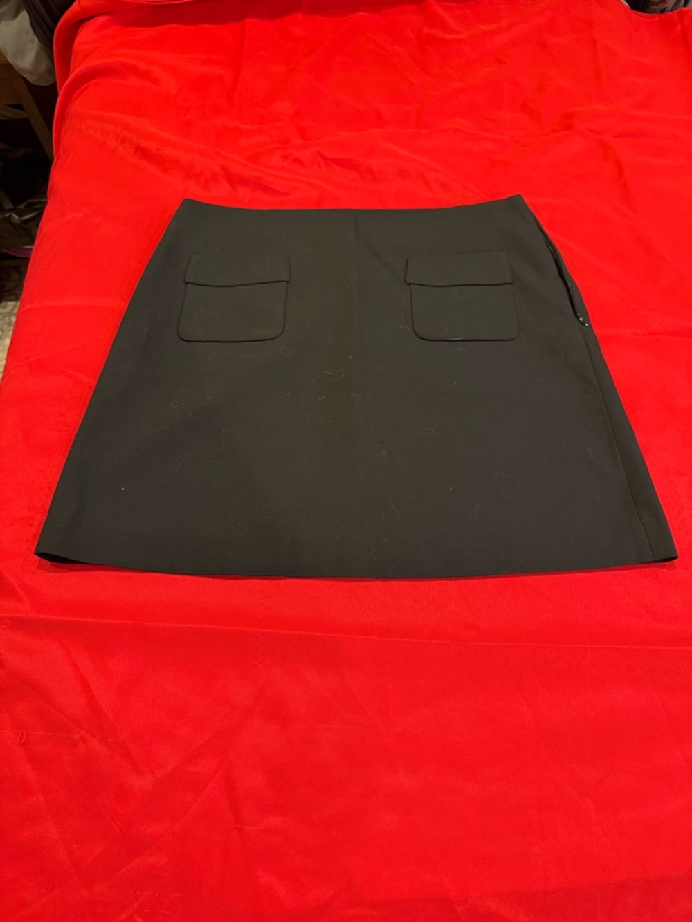 Ann Taylor Black Mini Skirt with Front Flap Pockets